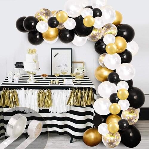 Black Gold Balloon Garland Kit Confetti Latex Balloons Wedding Birthday Anniversary Grad Party Supplies Graduation Decorations