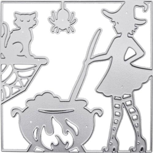 Halloween Cat Witch Metal Cutting Dies Stencil Scrapbooking DIY Album Stamp Paper Card Mold Embossing Decor