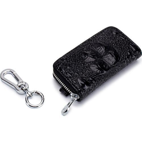 Fashion Genuine Leather Car Key Bag Crocodile Pattern Zipper Keys Housekeeper Cow Leather Key Organizer Case Mini Wallet