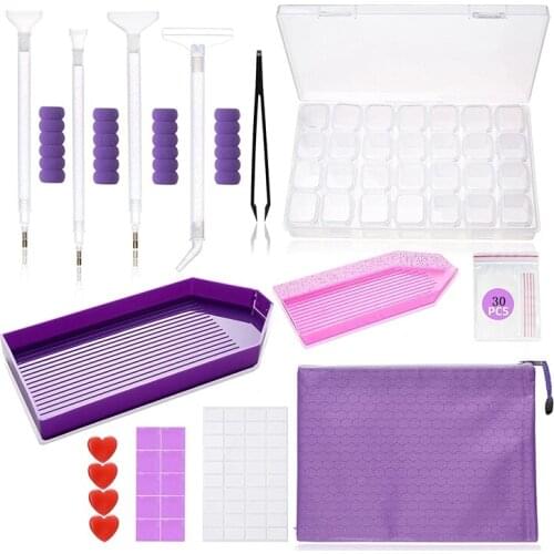 DIY Diamond Painting Tools Diamond Dots Accessories Kit Diamond Embroidery Box With 28 Slots For Diamond Painting Art
