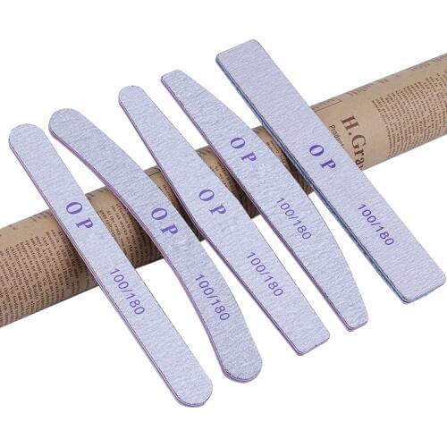 5 pcs/lot Sandpaper Nail File Lime 100/180 Double Side Sanding Buffer Block Set Grey Nail Files For UV Gel Polish Manicure Tools