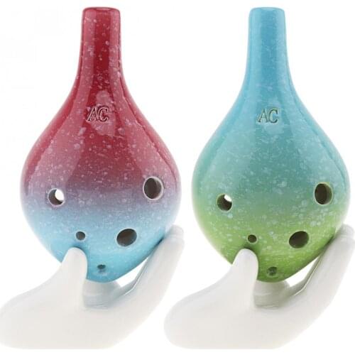 Ocarina 6 Holes Alto ToneC Two-tone Ocarina Ceramic Flute Instrument 2 Colors Optional with Hang Rope Hot