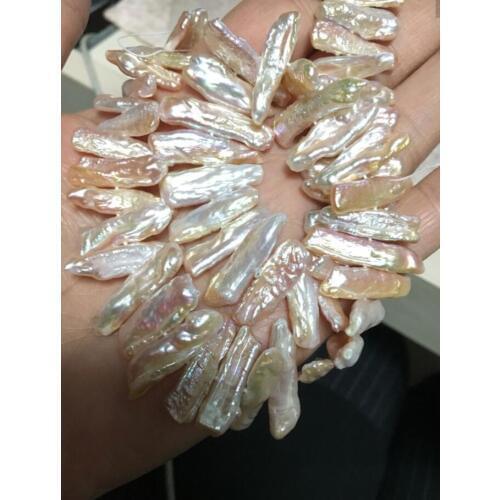 Wholesale nature freshwater pearl pink biwa 18-23mm beads 15"