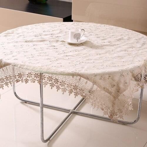 Pastoral Style Cotton and Linen Plain Embroidered Rectangular Household Table Cloth Simple Cotton Lace Table Cloth