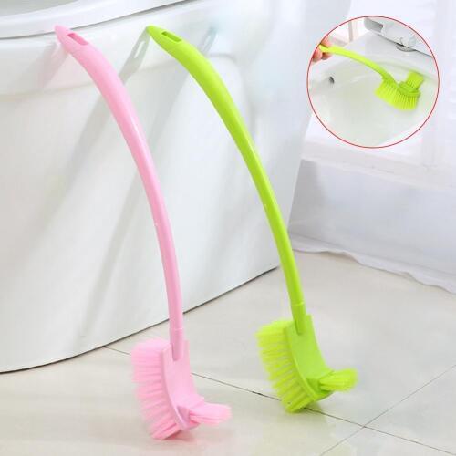 Portable Plastic Double Side Lavatory Toilet Brush Bathroom Scrub Cleaning Tool