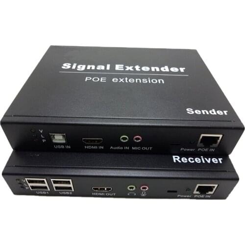 IPHEP-120UA Long Range HDMI Video Transmitter Receiver With 4 Port USB2.0 Hub 200m 4K Power On Ethernet POE HDMI KVM Extender