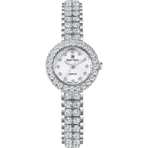 Luxury Jewelry Lady Womens Watch Small Fine Fashion Hours Bling Bracelet CZ Rhinestones Crystal Girls Gift Royal Crown Box
