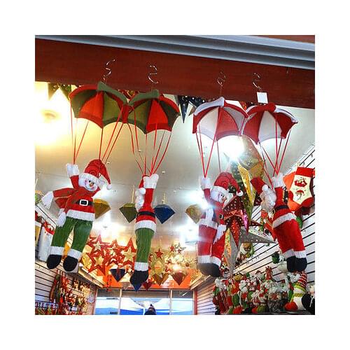 Christmas Tree Hanging Decor Parachute Snowman Santa Claus Ornaments Xmas Childrens Gifts