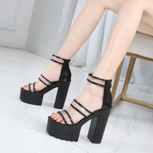 Lady Sandals Plataform High Heels Summer Shoes Leather Women Black White Sandal Pumps Heels for Women Sandalias Plataforma Mujer