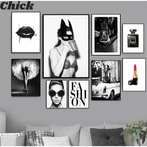 Modern Fashion Black and White Wall Art Poster Printing Decorative Picture Sexy Lady Canvas Painting Aesthetic Prints Room Decor