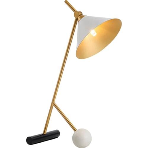 Modern Gold Black Table Lamp with Metal Lampshade Glass Bedside Desk Lights Simple Book Lamps Deco Luminaria Reading Lighting