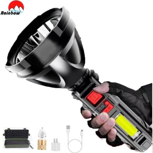 Super Powerful LED Flashlight XHP50 Tactical Torch USB Rechargeable Power Display Linterna Waterproof Lamp Built-in Battery