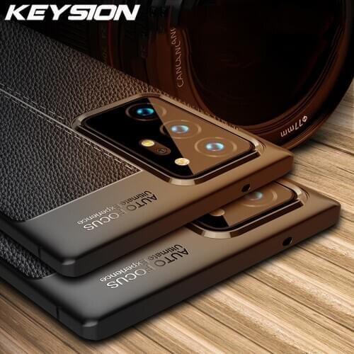 KEYSION Shockproof Case for Samsung Note 20 Ultra 10 Lite luxury Leather Silicone Phone Back Cover for Galaxy S21 S20 + S10 Plus