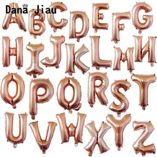 16inch Rose gold A--Z Optional Letter Balloon Aluminum Foil Helium Balloons Birthday Wedding Party Decoration name ballons