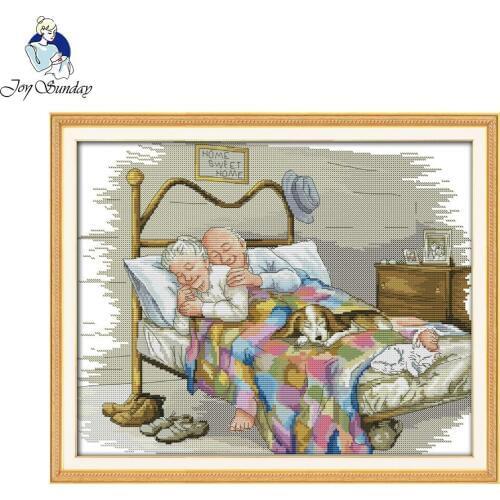 The old married couple Counted Cross Stitch 11CT Printed 14CT DMC Chinese Cotton Cross-stitch Kit Embroidery Needlework