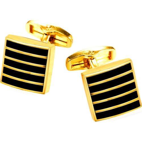 Cufflinks For Mens Simple Design Striped Gold/Silver Color With Enamel Gift For Mens Cuff Link Wholesale Men Jewelry C348