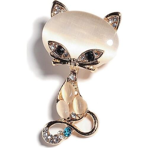 Vintage Cats Brooch Corsage Antique Imitation Opals Animal Brooches For Women Coat Accessories Small Brooch Pins Wholesale