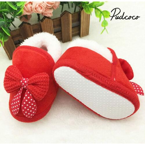 2020 Fashion Newborn Infant Baby Girls Boys Shoes Bow-knot Fur Ankle Length Winter Warm Snow Boots 0-18M New Years Gift