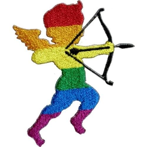 1Pcs New Arrival Cute LGBT Gay Pride Rainbow Cupid Icon of Love Valentines Day Bags Jeans Jackets Embroidered Iron on Patch
