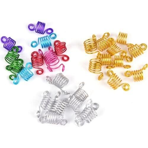 10pcs Dreadlocks Beads Mixed Golden Silver Aluminum Dread Locks Metal Cuffs Hair Decoration Braiding Hair Jewelry