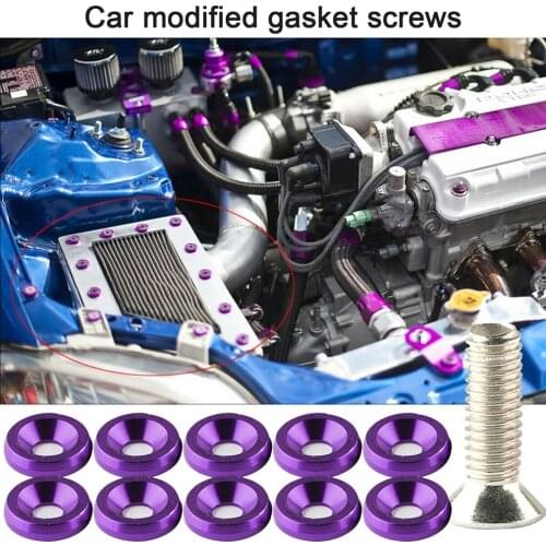 20Pcs M6 JDM Car Modified Hex Fasteners Fender Washer Bumper Engine Concave Screws Fender Washer License Plate Bolts Car styling