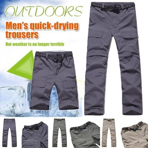 2-in-1 Men Sport Detachable Trouser Water Resistant Quick Dry Breathable Pants for Outdoor Hiking SAL99