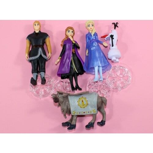 5Pcs/Set Frozen Anna Elsa Solid Cake Decoration with Base Princess and Prince Scene Decoration Figure Doll