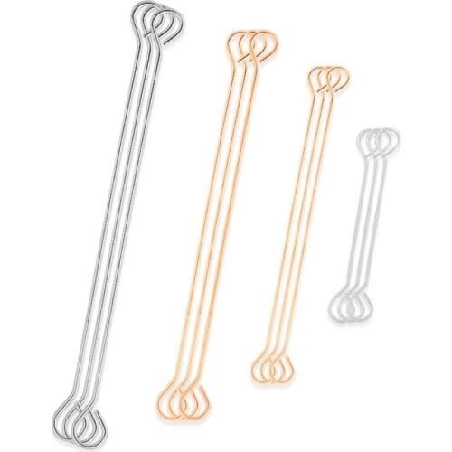 50pcs 15-40 mm Stainless Steel Double Eye Pin Earrings Charm Connector Clip Ear Hook For DIY Jewelry Making Earrings Supplies