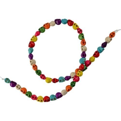 52 Pcs Mixed Color Carved Skull Loose Spacer Beads for Jewelry Making Craft
