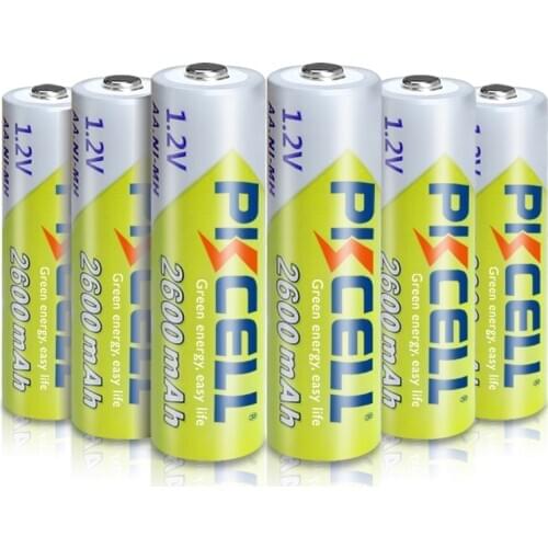 6 X PKCELL 1.2V AA Rechargeable Batteries 2600mAh Ni-MH AA Rechargeble Battery for camera Anti-dropping toy car