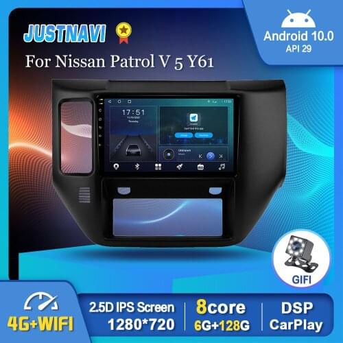 JUSTNAVI Android 10.0 Car Radio For Nissan Patrol V 5 Y61 2004-2021 Autoradio GPS Navigation Carplay WiFi 4G IPS Screen No 2 Din