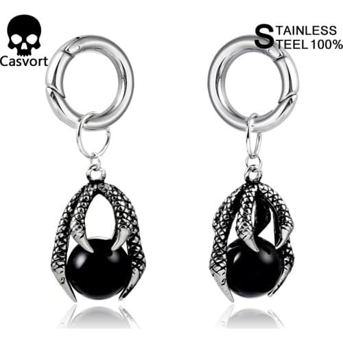 Casvort 2Pcs Stainless Steel Spring Clasp Ear Weights Earrings Piercing Expanders Flesh Gift For Unisex Person Body Jewelry