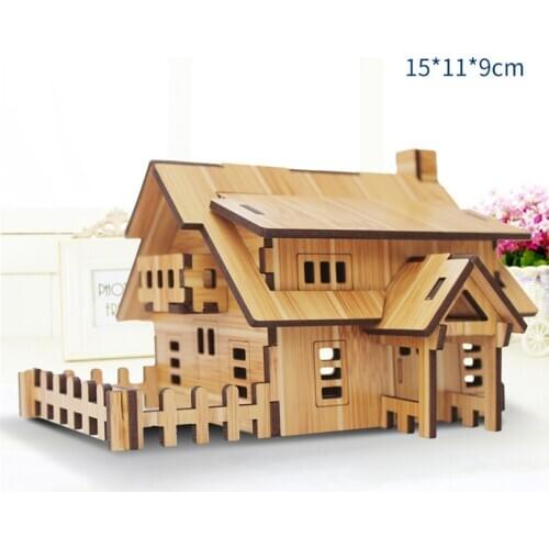 3D Bamboo Wooden Puzzle Toys Jigsaw Architecture House DIY Assembly Kit Kids Learning Educational Wooden Toys for Children