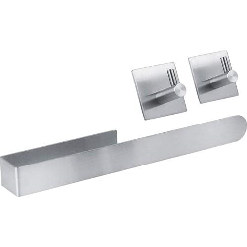 GTBL Towel Holder Without Drilling -Self-Adhesive 37 Cm -Bath Accessories - Practical Guest Towel Holder + 2X Towel Hooks