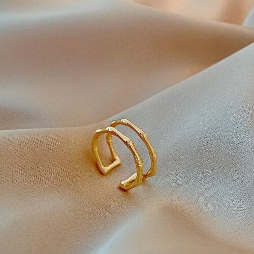 Double bamboo opening adjustable index finger ring Design sense Japanese Light luxury index finger ring