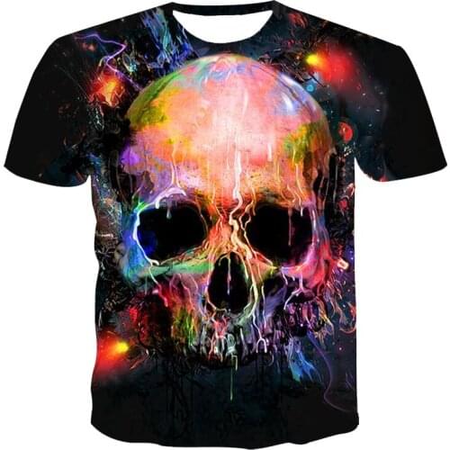 New Summer 3d T-shirt 2021 Men Clothing Boy-child Skull&death Short Sleeve Fashion O-neck Street Wear Cool Customizable 110-6 Xl