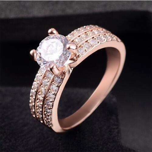 Rose Gold Rings For Women Fashion Engagement Ring Set Luxury Rings For Women Jewellery Love Ring Wholesale Fashion Ring Size 5