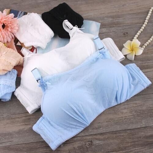 Girl students without ring type tube bra wireless bralette sweet lace holes gather anti white black silk underwear sutian sets