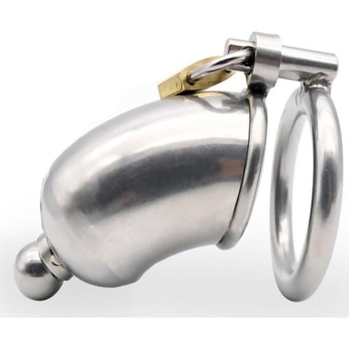 Stainless Steel Male Chastity Device With Urethral Plug Cock Cage Penis Rings Sex Toys For Men Anti-Masturbation Chastity Cage