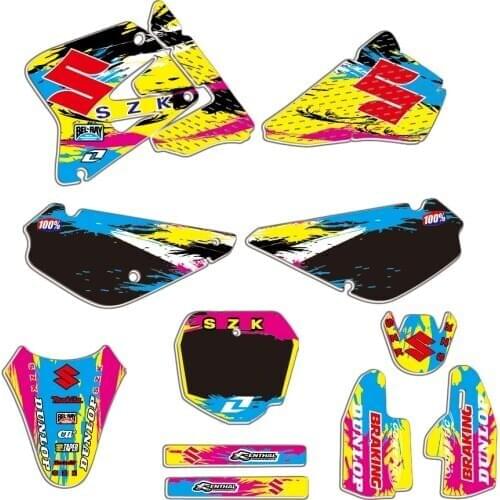 Custom Team Graphic Background Sticker Decal Kit For Suzuki RM85 RM 85 2017 2016 2015 2014 2013 2012 2010 2001 2006 2004 2008
