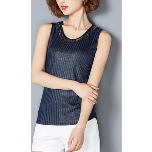 2017 New Women Sequin Casual Tank Tops Halter Slim Fit Sleeveless Elegant Female Shirt Camis Blue Black Green Summer Vest