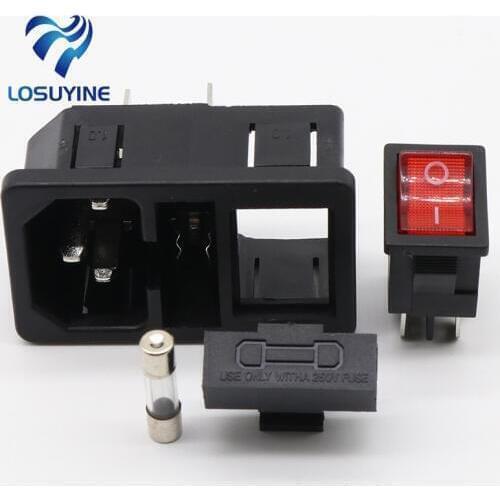 NEW HIGH QUALITY Red Light Power Rocker Switch Fused IEC 320 C14 Inlet Power Socket Fuse Switch Connector Plug 10A 250V B2C