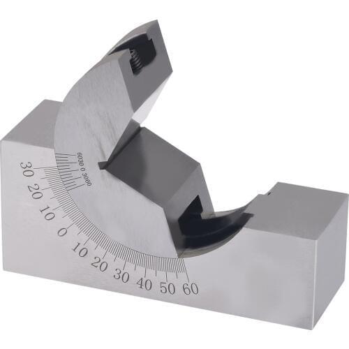 New Precision Gauge Steel Micro Adjustable Angle V Block Milling Setup 0 -60 Degree with Wrench For Measuring Tools