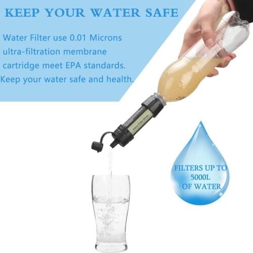 Portable Water Purifier Personal Emergency Water Filter Mini Filter 5000 L Filtration for Outdoor Activities