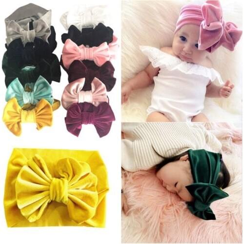 1-5t Baby Girl Bow Headband Toddler Hair Accessories Girls Soft Velvet Comfortable Headwear Newborn Head Wrap Props Kids Gifts