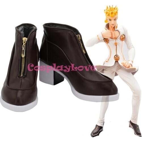 JoJos Bizarre Adventure: Vento Aureo Golden Wind Giorno Giovanna Deep Brown Cosplay Shoes Long Boots Custom Made CosplayLove