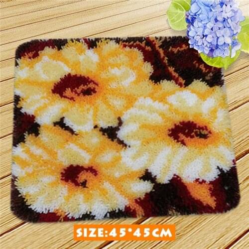 Pulaqi Sunflower Embroidery Rug Kits Latch Hook Cushion Handmade Unfinished Needlework Crocheting Mat Carpet Pastoral Decoration