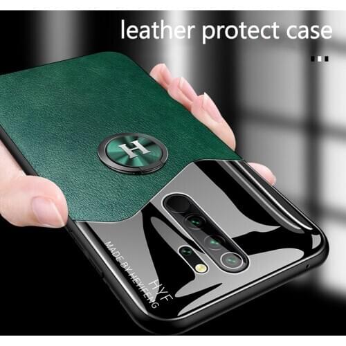 Luxury Leather Magnetic Holder Phone Case For Xiaomi Redmi Note 9 8 7 Mi 10 9 T Lite F2 Pro Ultra-thin Metal Ring Bracket Cover
