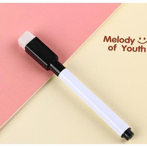 10 Pcs White board Pens Rewritable White Board Dry Erase Markers With Eraser Cap Black Student childrens drawing pen