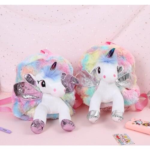 Unicorn Toy Backpack For Children Rainbow Plush Preshool Schoolbag Small Girls Backpack Kindergarten Book Bag Mochila